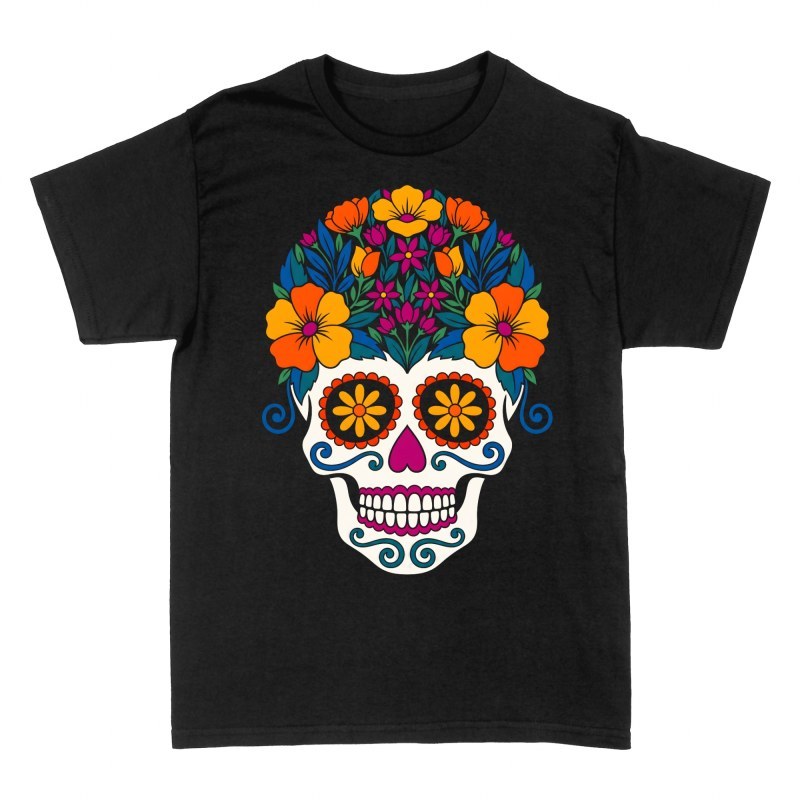 T-shirts: Zuckersch&auml;del mit Blumenkopfschmuck