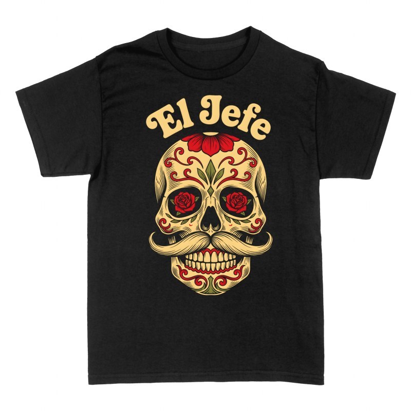 T-shirts: Mexikanischer Totenkopf El Jefe Schnurrbart