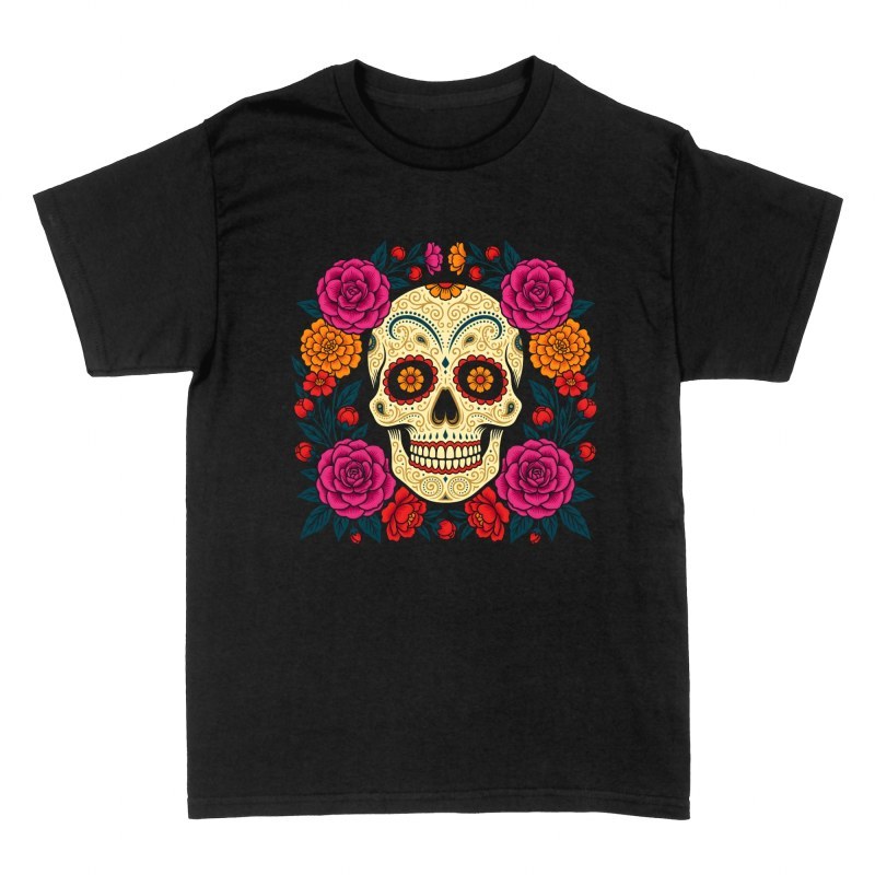 T-shirts: Zuckersch&auml;del mit Blumenrahmen