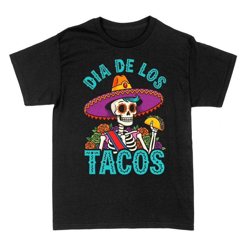 T-shirts: Skelett mit Taco und Sombrero