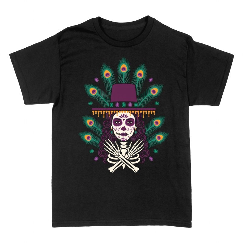 T-shirts: Catrina mit Pfauenfedern &amp; Zylinder