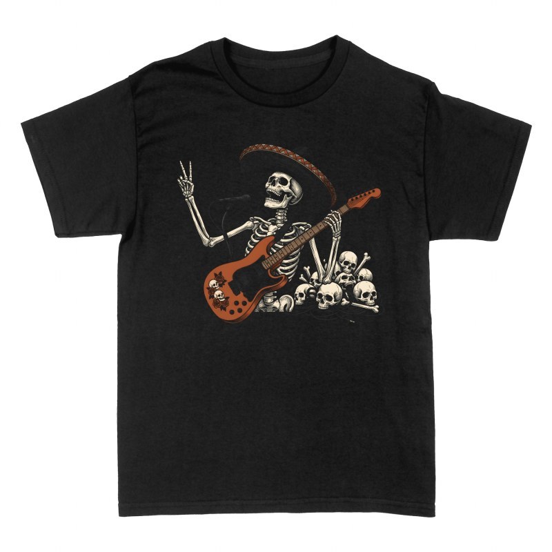 T-shirts: Rockendes Mariachi-Skelett mit E-Gitarre
