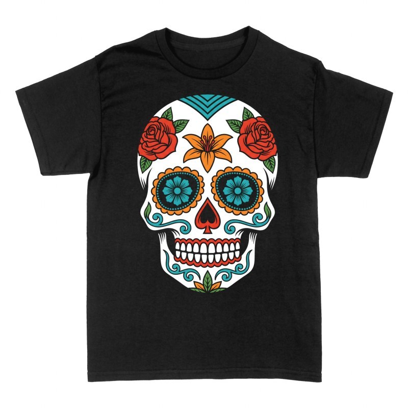 T-shirts: Mexikanischer Sugar Skull mit Blumen