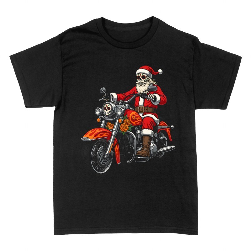 T-shirts: Mexikanischer Totenkopf Weihnachtsmann Biker