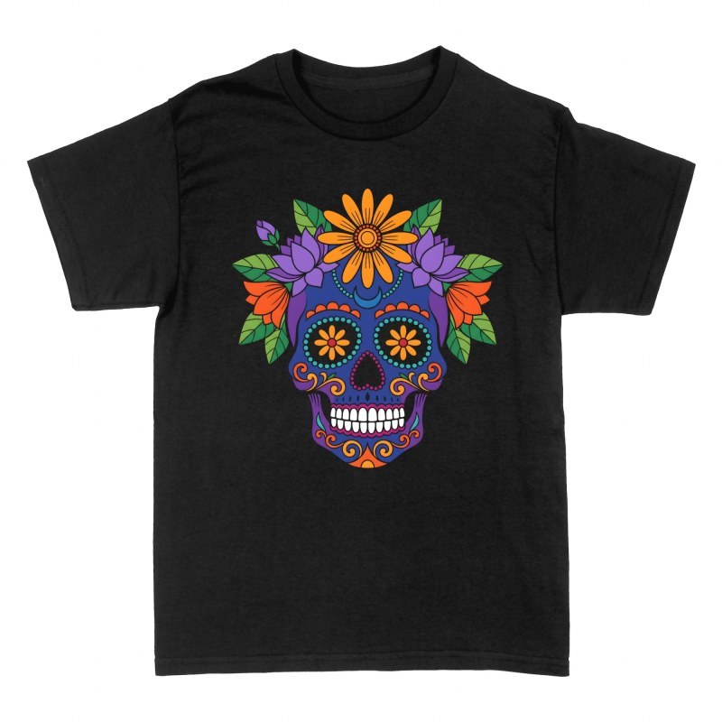 T-shirts: Zuckersch&auml;del mit Blumen und Ornamenten