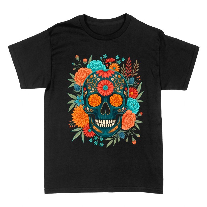 T-shirts: T&uuml;rkiser Zuckersch&auml;del mit Blumenranken