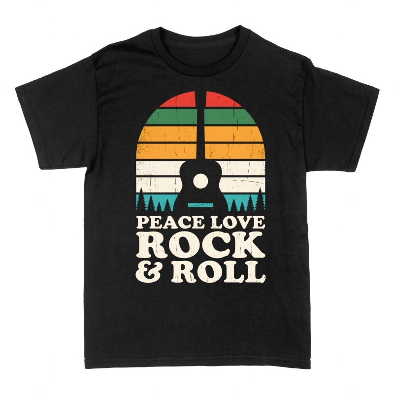 T-shirts: Retro Gitarre Peace Love Rock &amp; Roll