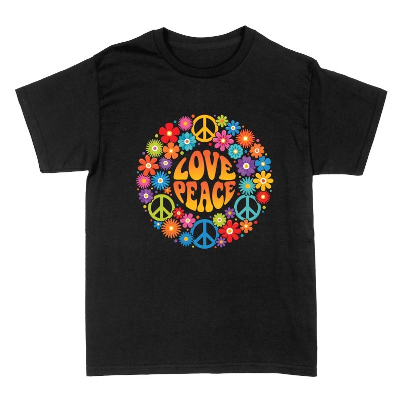 T-shirts: Love Peace mit Friedenszeichen im Kreis