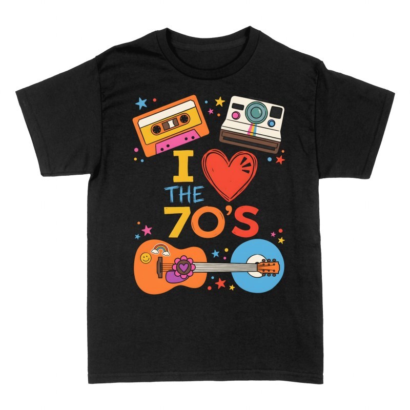 T-shirts: Ich liebe die 70er Musik und Retro-Kamera