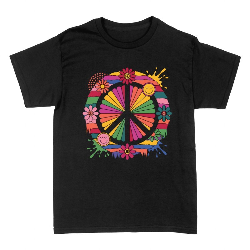 T-shirts: Psychedelisches Peace-Zeichen &amp; Blumen