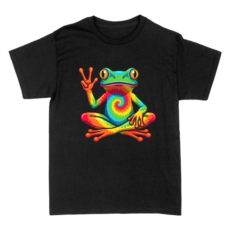 T-shirts: Bunter Tie-Dye Frosch mit Peace-Zeichen