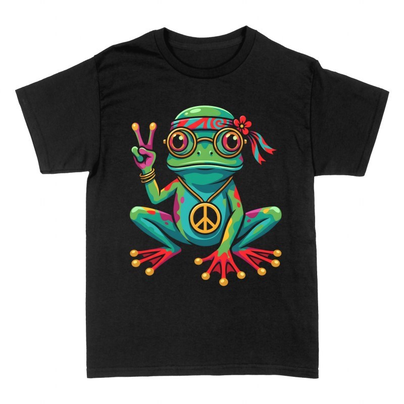 T-shirts: Hippie-Frosch mit Peace-Zeichen