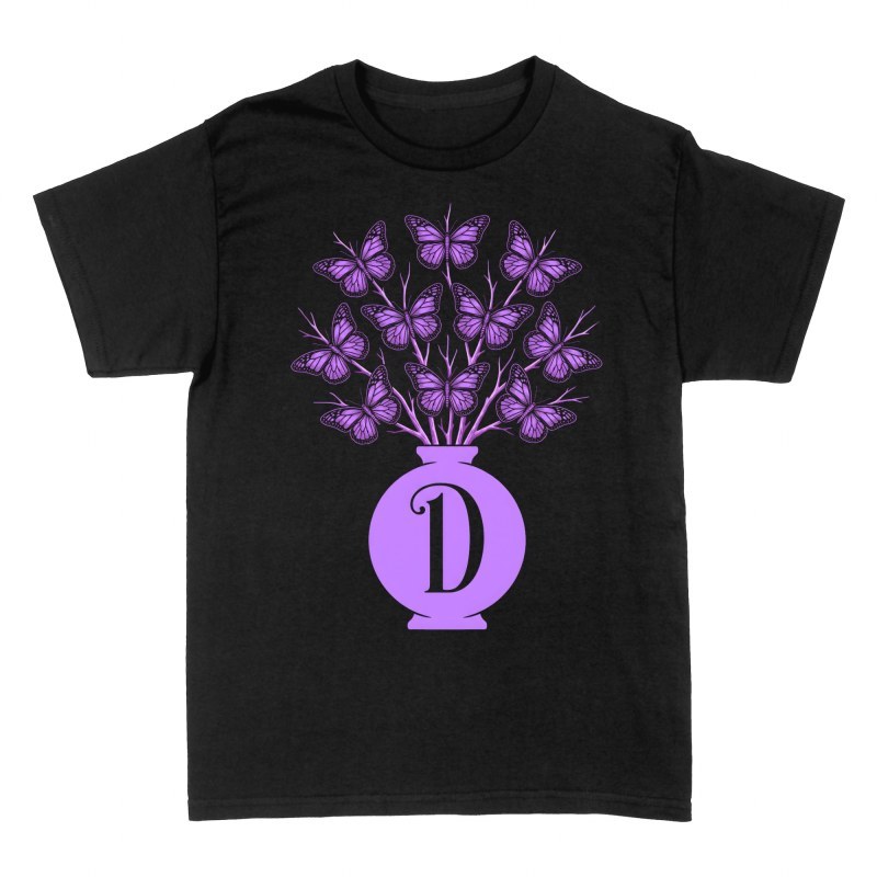 T-shirts: Vase mit Schmetterlingen Buchstabe D