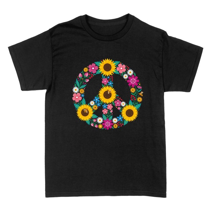 T-shirts: Peace-Zeichen Sonnenblumen und Bienen