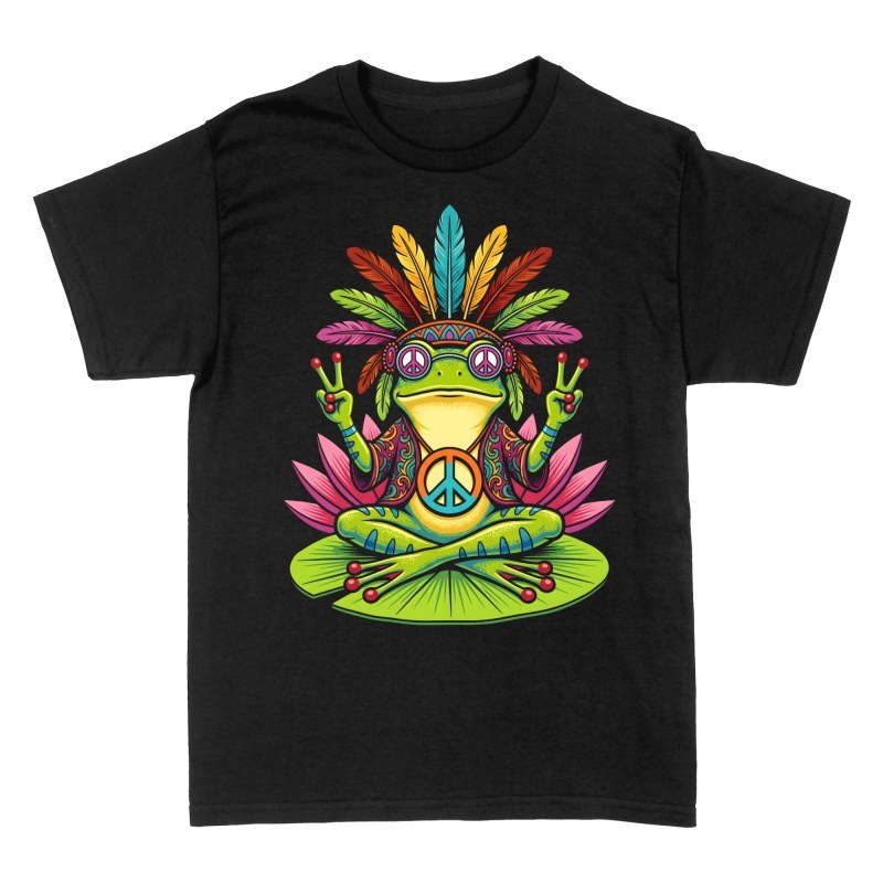 T-shirts: Meditierender Hippie-Frosch auf Seerose