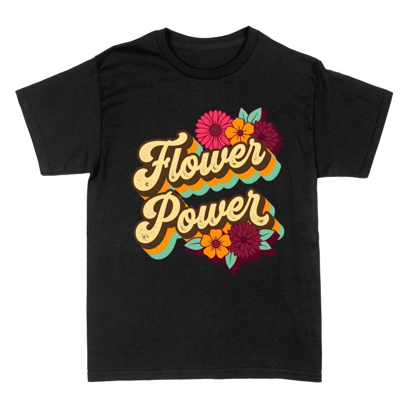 T-shirts: Flower Power Blumen 70er Lettering