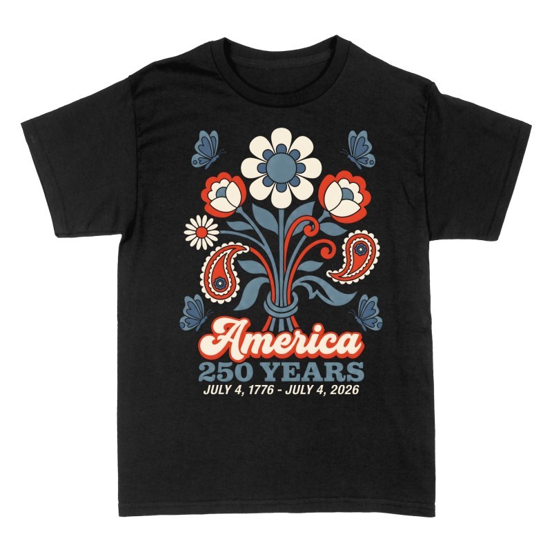 T-shirts: Amerika 250 Jahre Retro Blumen