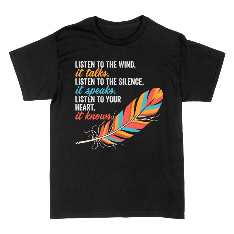 T-shirts: Bunte Feder mit spirituellem Spruch