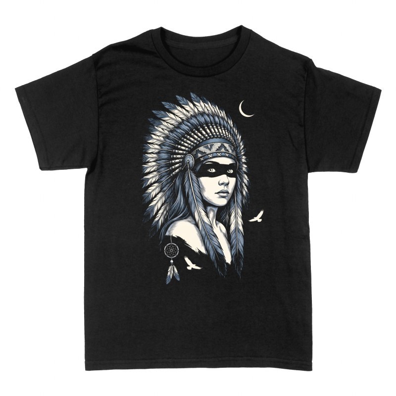 T-shirts: Indianerin mit Federschmuck &amp; Mond