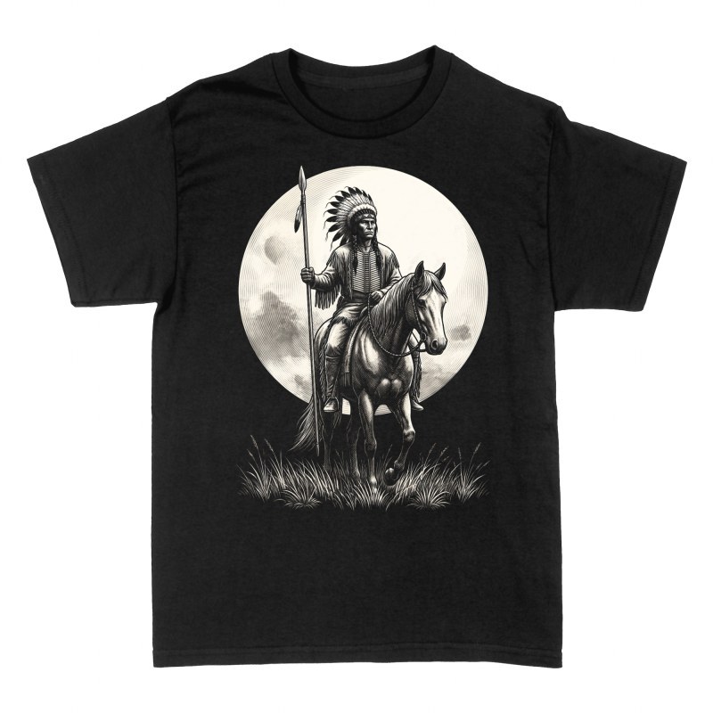 T-shirts: Indianer-Krieger zu Pferd mit Mond