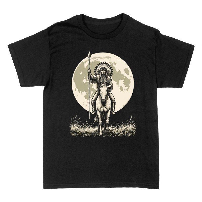 T-shirts: Indianer-Krieger zu Pferd mit Vollmond