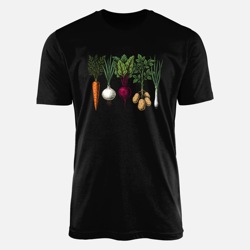 T-shirts: Wurzelgem&uuml;se Botanische Gravur