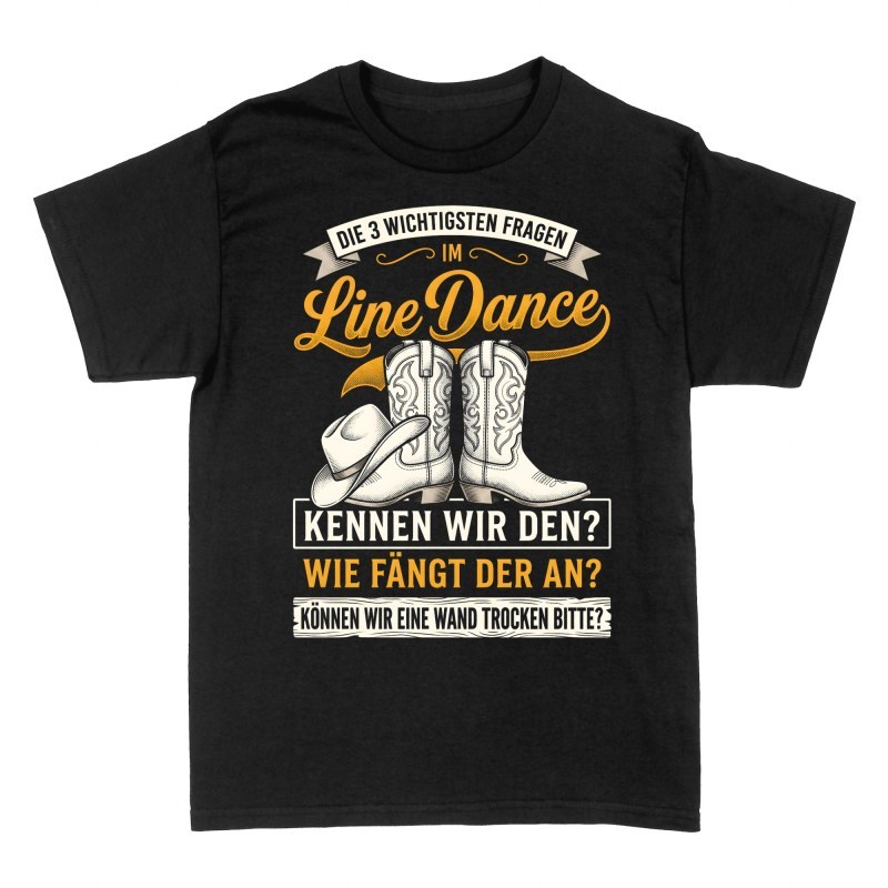 T-shirts: 3 Fragen im Line Dance mit Cowboyhut