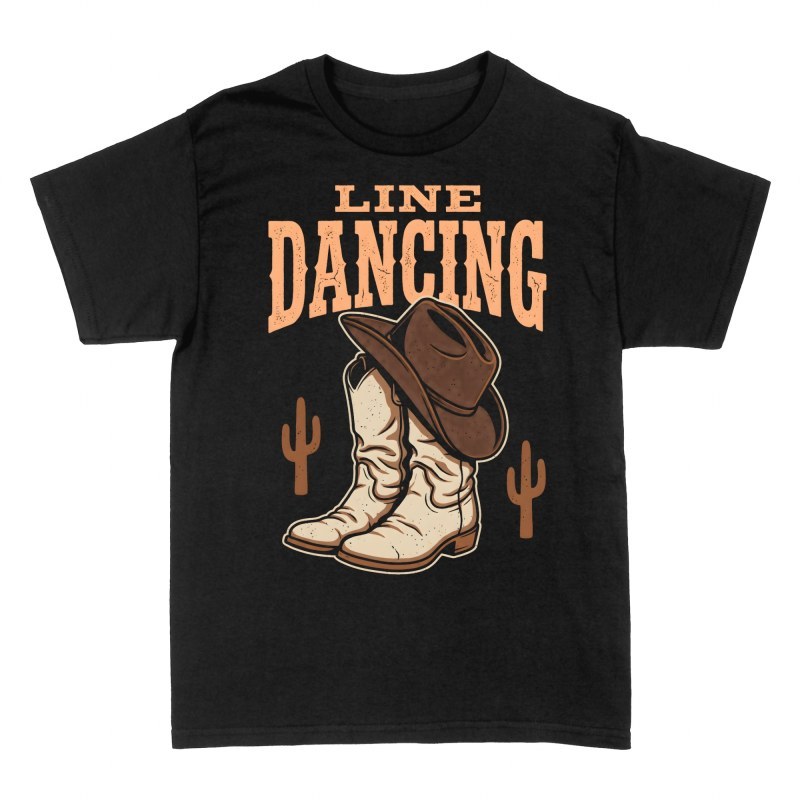 T-shirts: Line Dance mit Cowboystiefeln & Hut