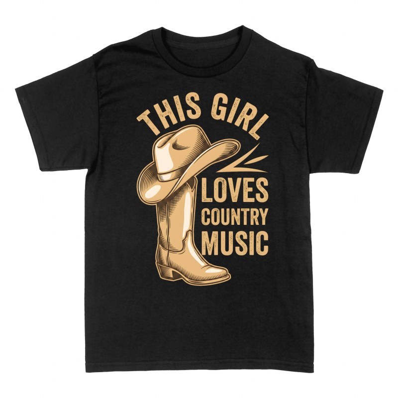 T-shirts: M&auml;dchen liebt Country-Musik Western-Stiefel