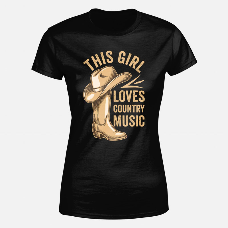 T-shirts: M&auml;dchen liebt Country-Musik Western-Stiefel