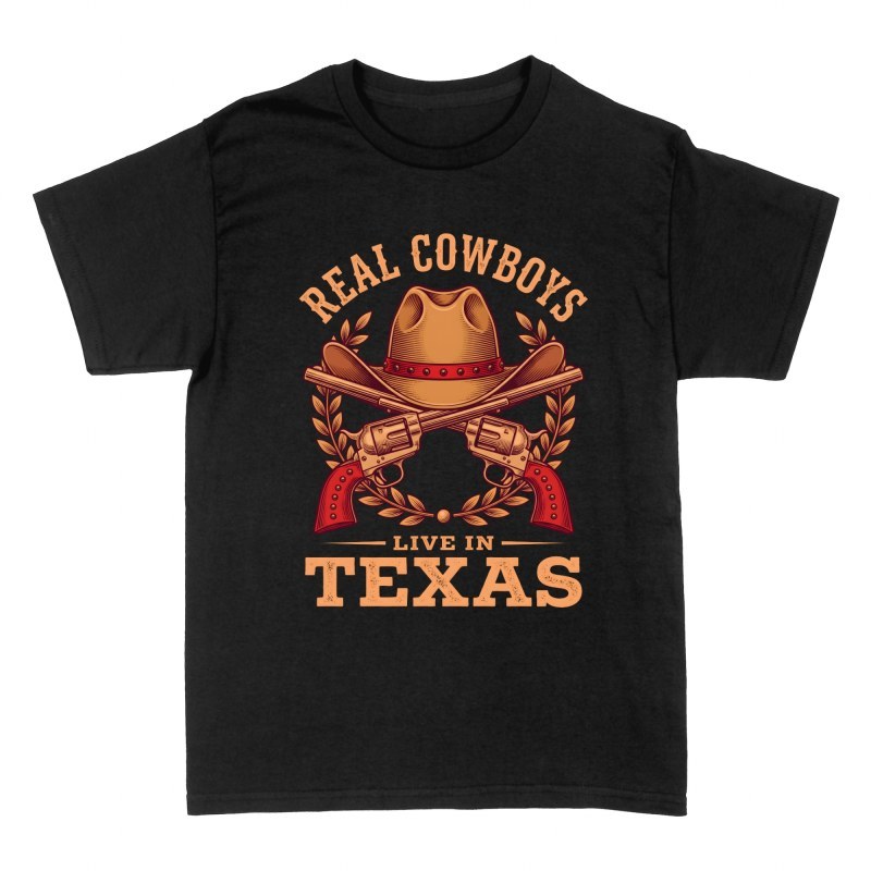 T-shirts: Texas Cowboy mit gekreuzten Revolvern
