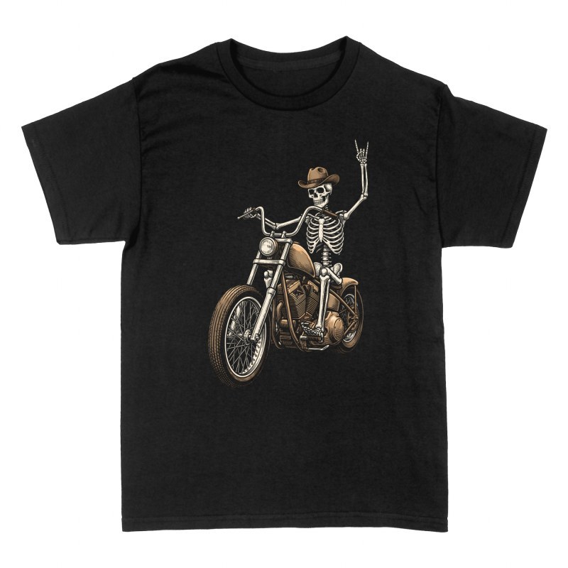 T-shirts: Skelett-Cowboy auf Chopper