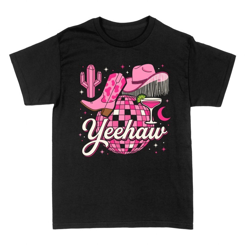 T-shirts: Rosa Disco Cowgirl Yeehaw