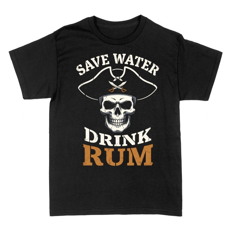 T-shirts: Save Water Drink Rum Pirat Totenkopf