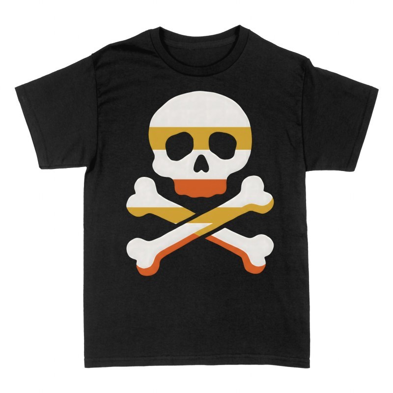 T-shirts: Totenkopf mit Retro-Streifen
