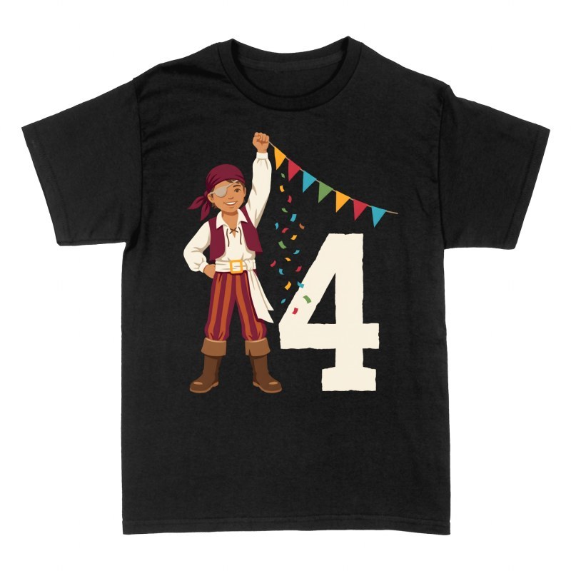 T-shirts: 4. Geburtstag kleiner Pirat mit Wimpel