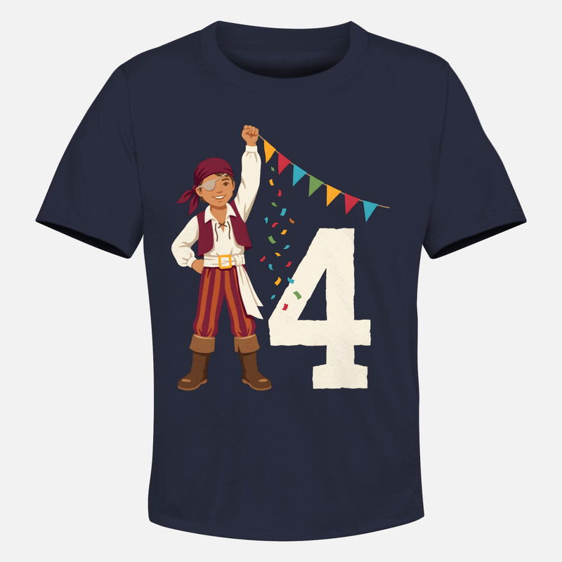 T-shirts: 4. Geburtstag kleiner Pirat mit Wimpel