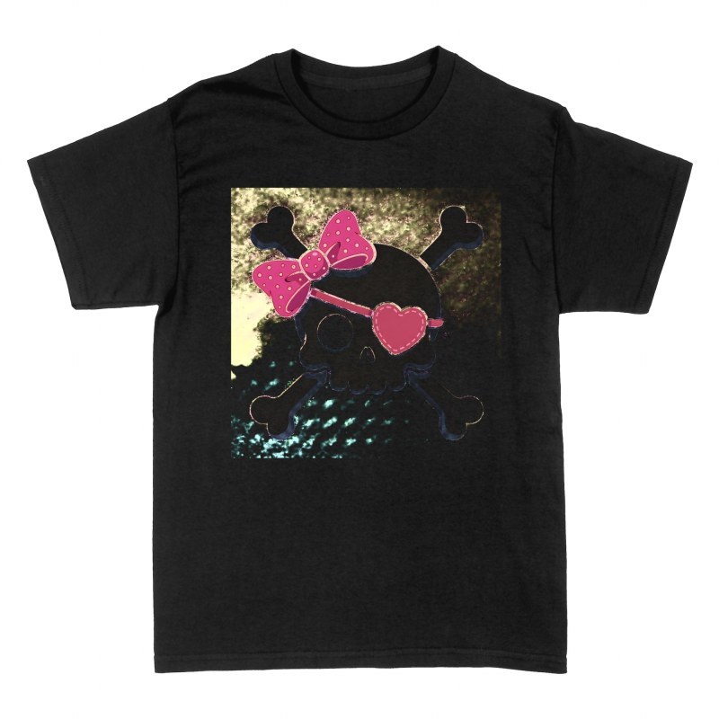 T-shirts: Piratentotenkopf mit Rosa Schleife