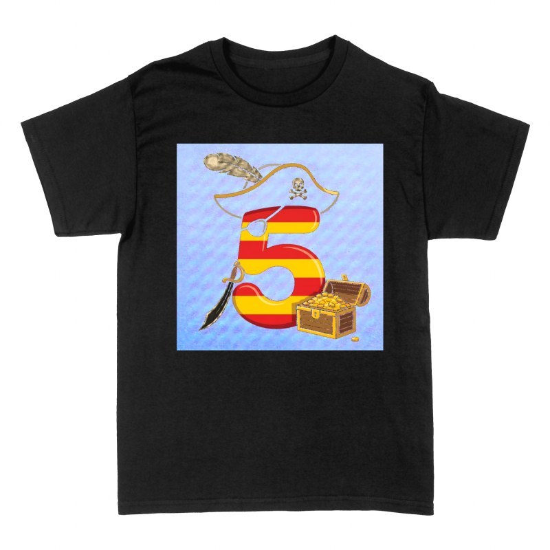 T-shirts: Pirat Zahl 5 mit Schatztruhe