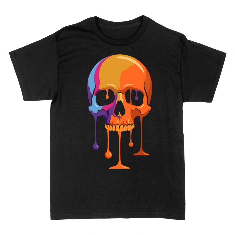 T-shirts: Schmelzender bunter Totenkopf Drip Art