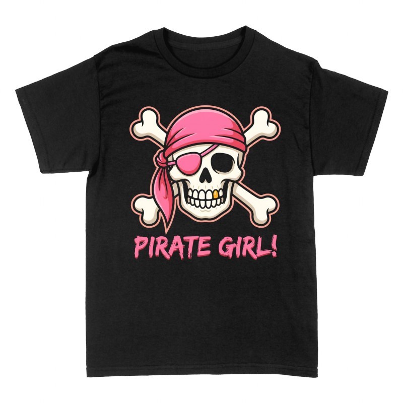 T-shirts: Piraten Totenkopf mit pinkem Kopftuch
