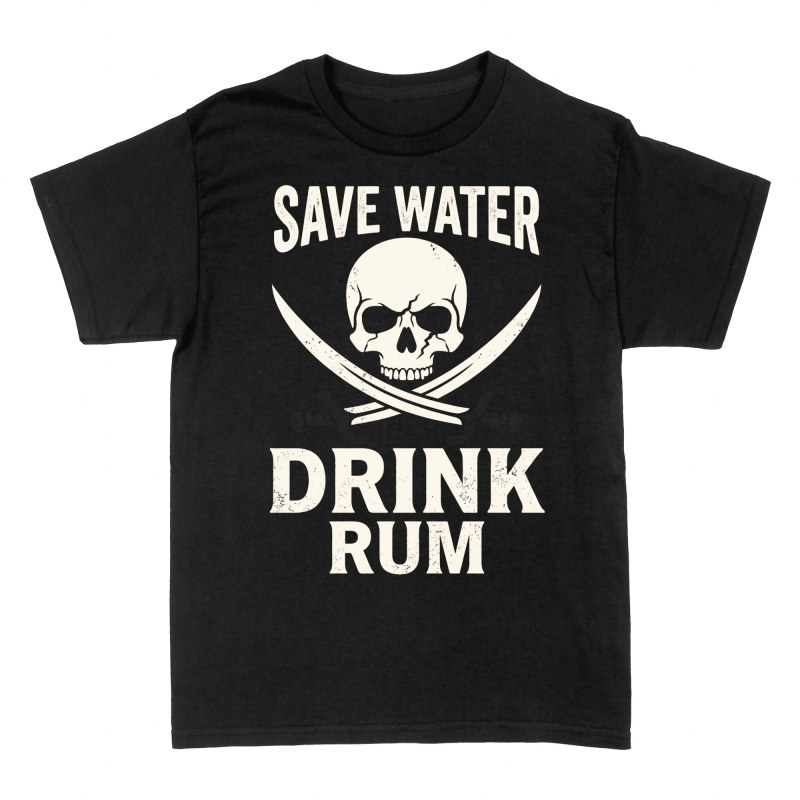 T-shirts: Piraten Totenkopf Save Water Drink Rum