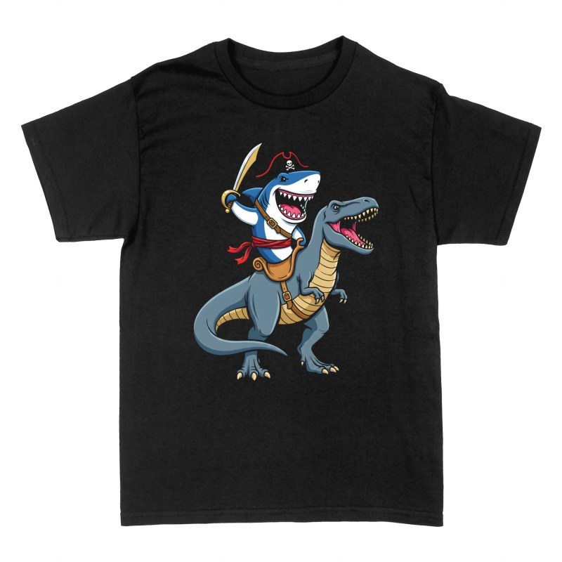 T-shirts: Pirat Hai auf T-Rex Dino
