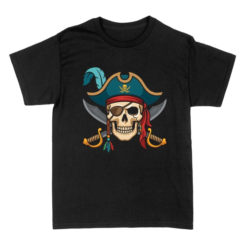 T-shirts: Piratentotenkopf mit Dreispitz & S&auml;beln