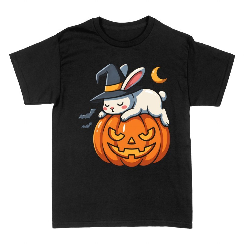 T-shirts: Schlafender Hase auf Halloween-K&uuml;rbis