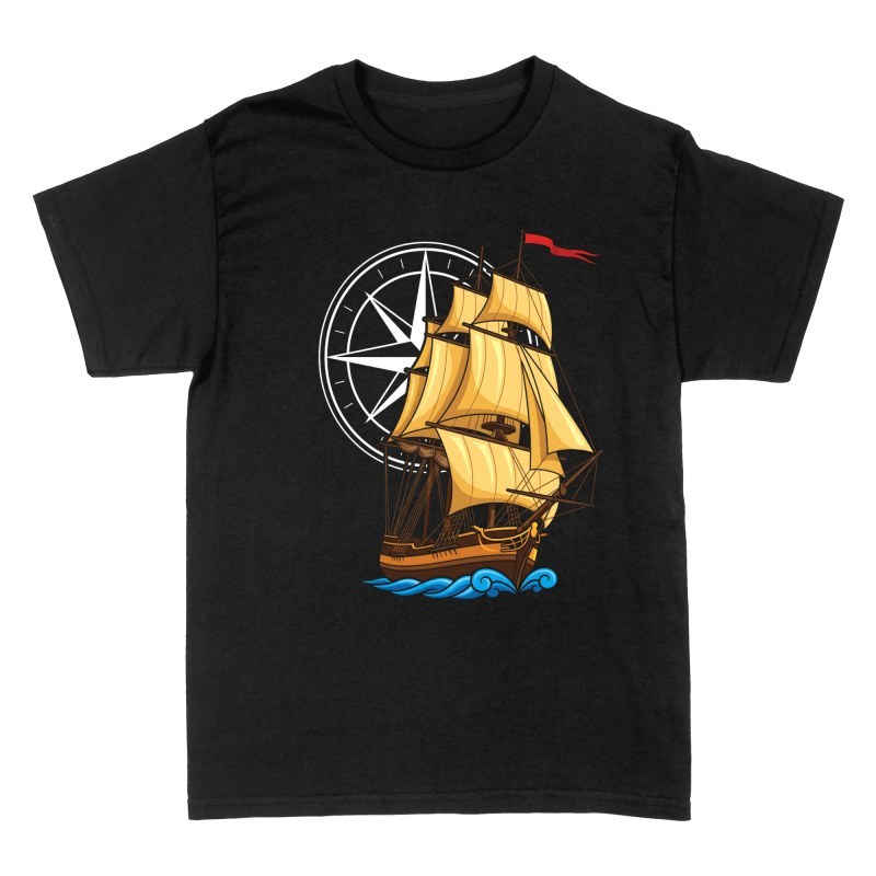 T-shirts: Segelschiff mit Windrose