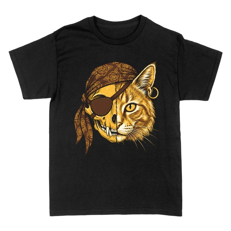 T-shirts: Piratenkatze mit Totenkopf