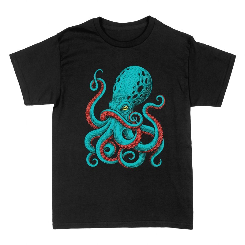 T-shirts: Kraken Krake Oktopus Gravur