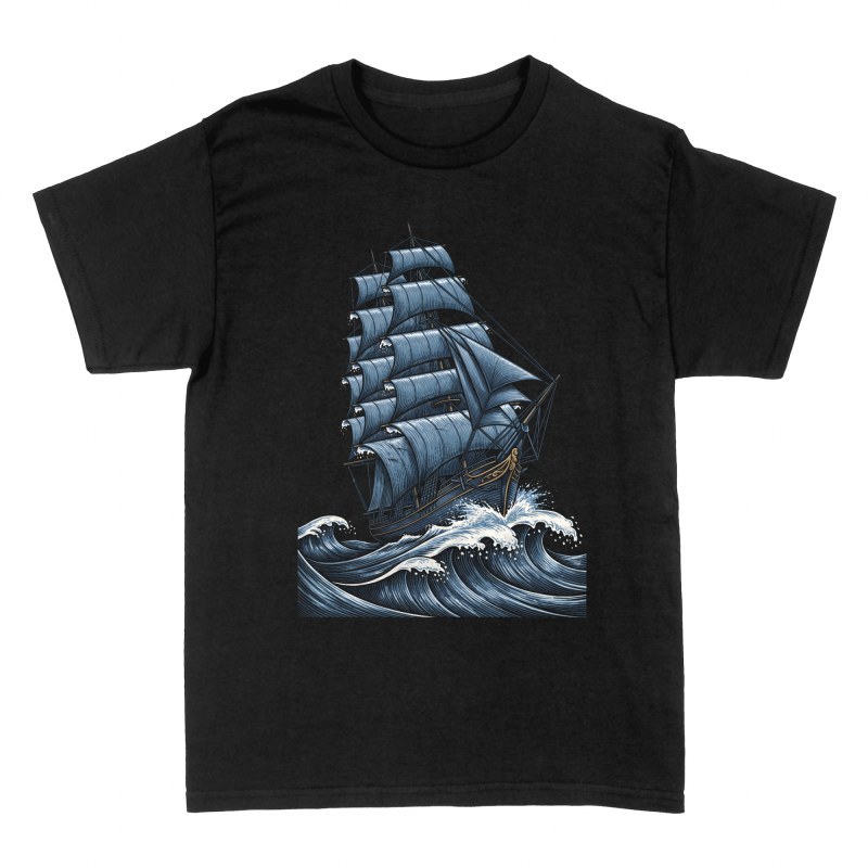 T-shirts: Klassisches Segelschiff auf st&uuml;rmischer See