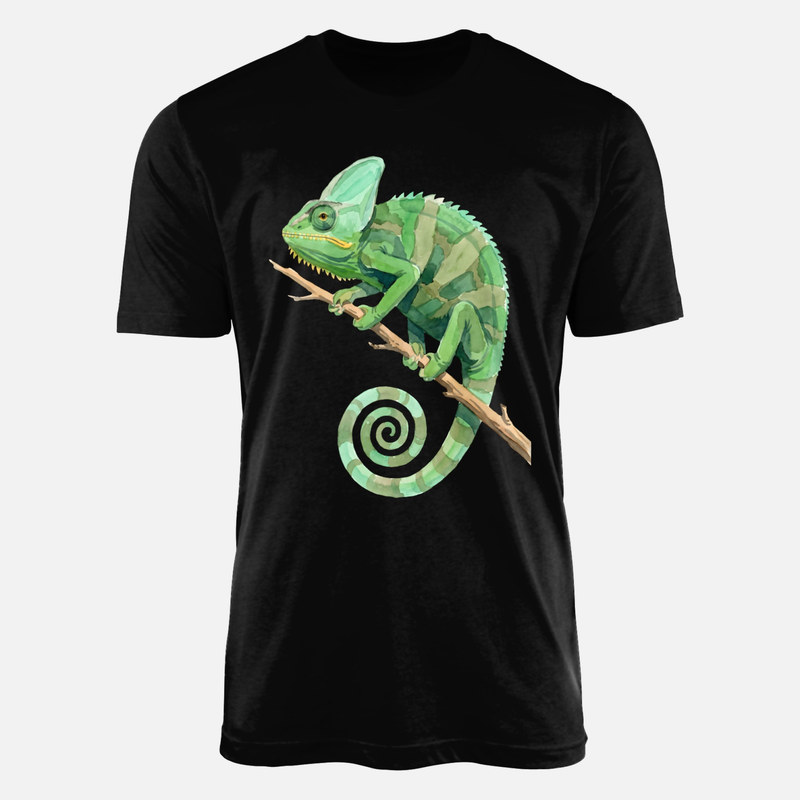 T-shirts: Gr&uuml;nes Cham&auml;leon im Aquarell-Stil